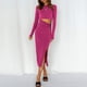 thumbnail image 2 of Vestido de cuello redondo de manga larga informal cómodo y sexy a la moda para mujer Pompotops  hdfakjf5271, 2 of 9