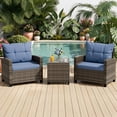 thumbnail image 3 of Walsunny 3 Pieces Patio Furniture Set Outdoor Wicker Conversation Bistro Set Outdoor Patio Chairs with Tempered Glass Table Blue, 3 of 9