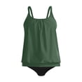 thumbnail image 4 of NIEWTR Bathing Suit For Womens Wide Strap Square Neck Tankini Set, Solid Tummy Control Bottoms Swimsuit(AG,M), 4 of 4