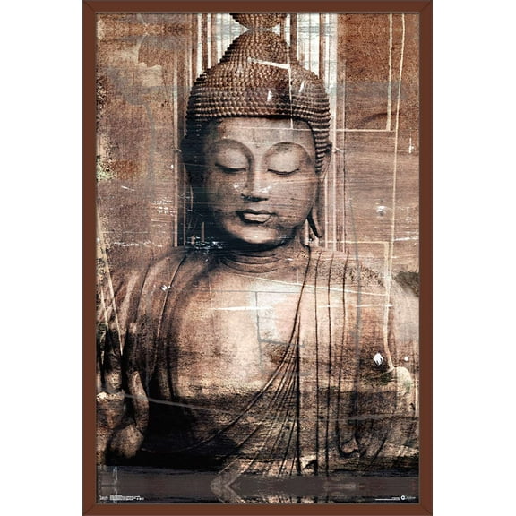 Thai Buddha Wall Poster, 22.375" x 34", Framed