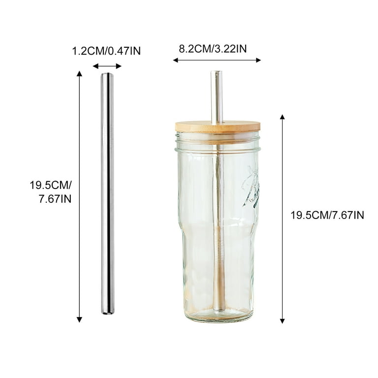 YANGTE 4 Pack Mason Jar Cups with Handles, 24oz Glass Tumbler with Bamboo  Lid and Straw, Reusable Tr…See more YANGTE 4 Pack Mason Jar Cups with