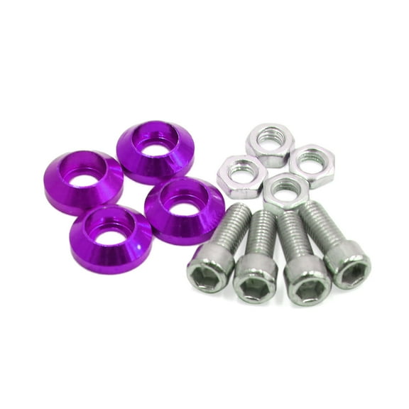 Unique Bargains Universal Purple Metal Motorcycle Windscreen License Plate M6 Bolts Screw 4Pcs