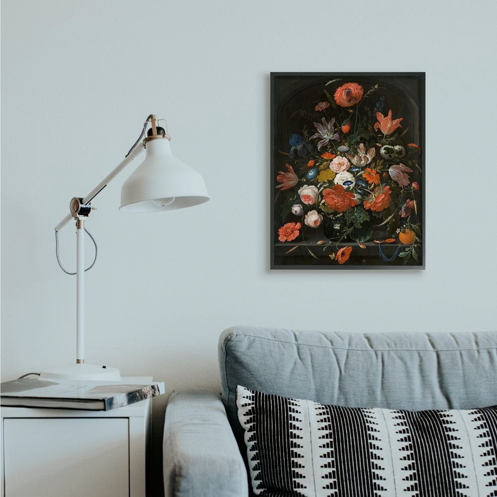 Stupell Industries Coral Florals over Dark Bouquet and Gothic Arch Designed by Ziwei Li