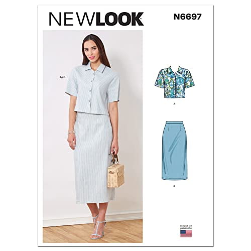 New Look Manque le Top Cropped et le Kit de Patron de Couture de Jupe Crayon, Code N6697, Tailles 6-8-10-12-14-16-18