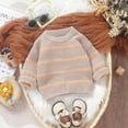 thumbnail image 3 of Huowey Kids Baby Toddler Kids Girls Boys Stripe Long Sleeve Sweaters Warm Casual Cotton Knit Sweater Relaxed Fit Dailywear, 2-3 Years, 3 of 9