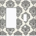 thumbnail image 2 of Metal Light Switch Plate Outlet Cover (Damask Black Tan Pattern - Single Rocker Single Toggle), 2 of 2