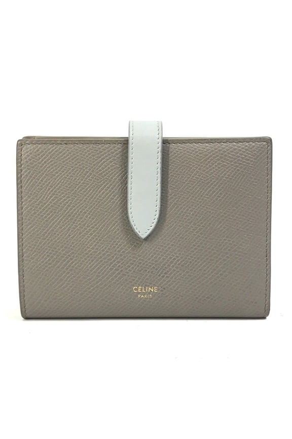 Pre-Owned CELINE 10B643BRU.10PI Two-Tone Medium Strap Wallet, Tri-fold Leather,... (Good)