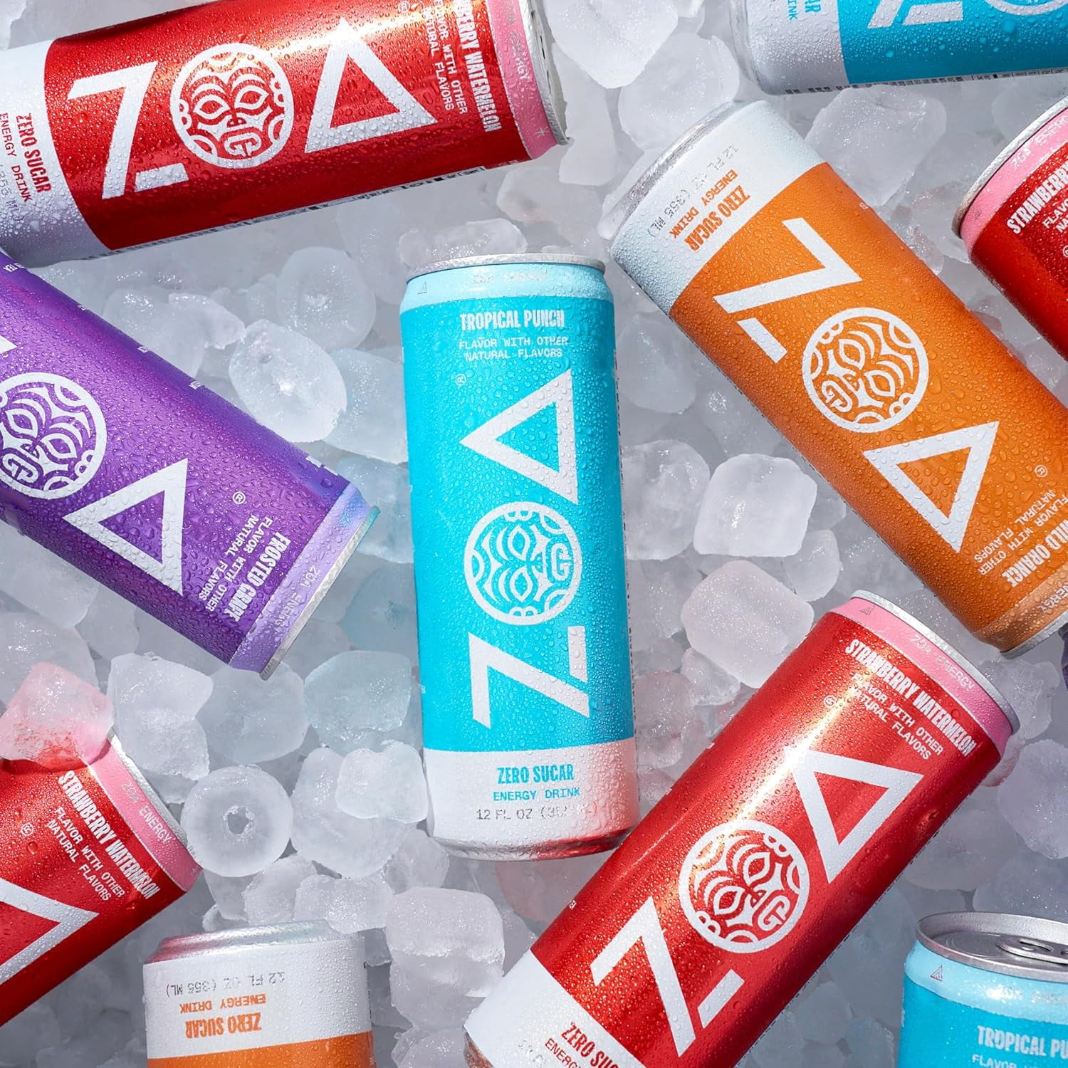 ZOA Zero Sugar Energy Drink, Frosted Grape, 12oz (12-Pack)