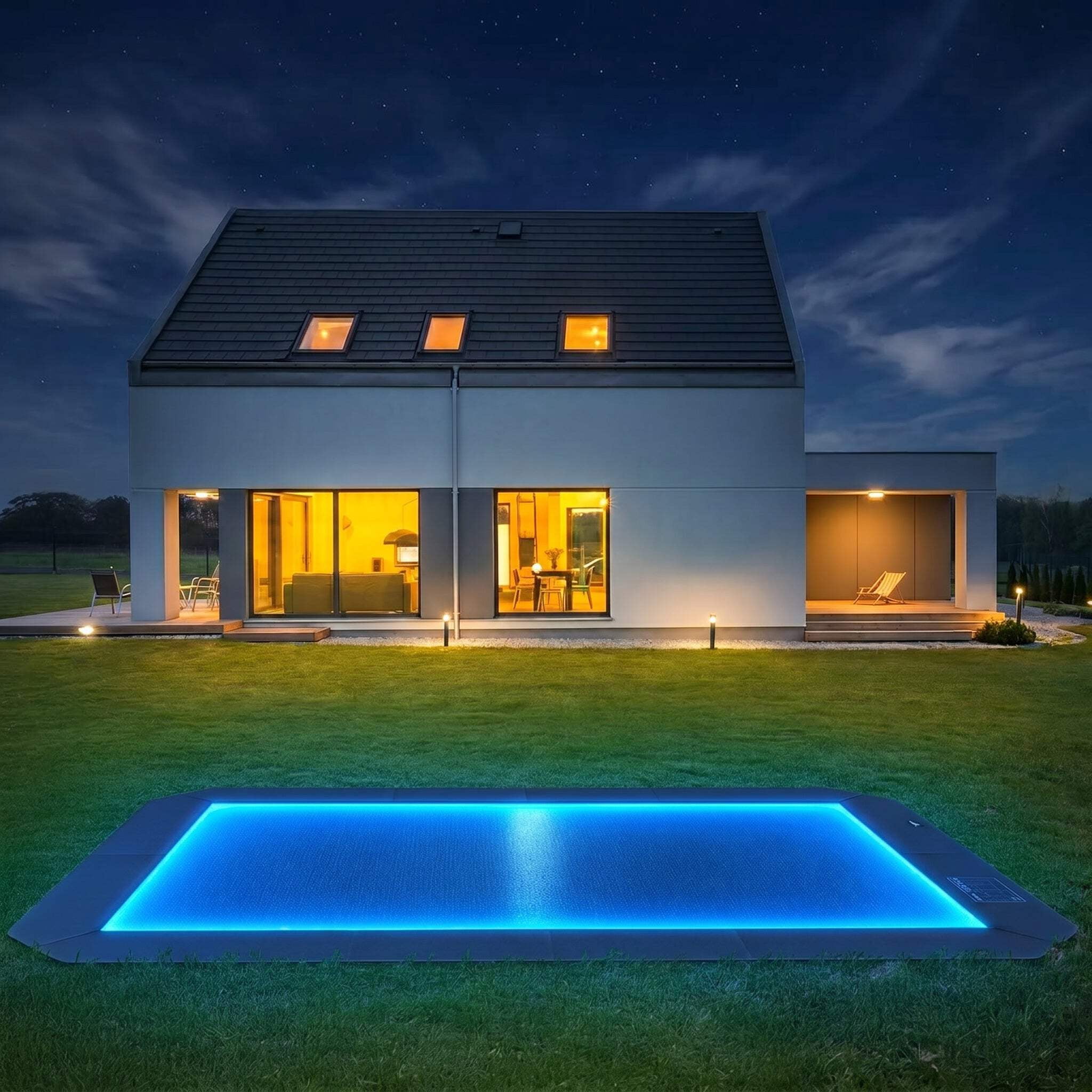Summer Bundle! 12x18' Rectangle Pro-Line MAX Avyna In-Ground Trampoline + LED Lights + Cover
