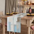 thumbnail image 2 of Blue Brown Color Blocks Table Runner 70 Inches Long,Modern Abstract Oil Painting Art Cotton Linen Table Runners Dresser Scarves,Fabric Tabletop Scarf Furniture Cover for Home Dinner Party 13"x70", 2 of 9