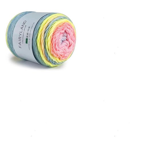 1Skein Cotton Yarn Dyeing Fancy Blend Yarn Crocheting Cake Yarn Rainbow Yarn for Sweater Coat Scarf and Hat Yellow 3mm