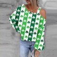 thumbnail image 1 of Hauts pour Femmes Mode Tendance Chandail en Molleton Imprimé Saint-Patrick Épaules Dénudées Graphique Manches Longues Pull, 1 of 5