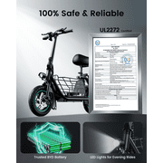 MIHOVER 550W Pet Friendly Electric Scooter with Seat for Small Dogs, 12 Electric Scooters for Adults, Dual Baskets 36V 7.8AH Battery, UL2272 Certified