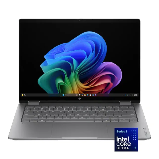 Laptop 2 en 1 HP OmniBook X Flip Touch 14" 2K OLED Intel Core Ultra 7 16GB RAM 1TB SSD Copilot+ PC Meteor Silver