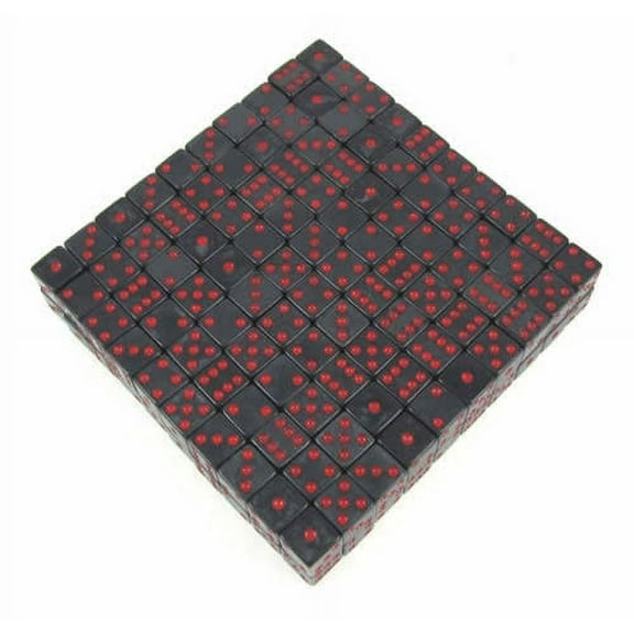 Charcoal Marbleized Dice with Red Pips D6 16mm (5/8in) Bulk Pack of 200 Koplow Games