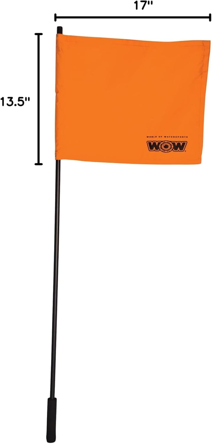 WOW Sports Giant Neon Orange Safety Flag - 48" for Boating & Watersports