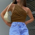 thumbnail image 5 of asdoklhq Blouses for Women Clearance $5,Women's Solid Casual One Shoulder Slim Fit Vest, 5 of 8