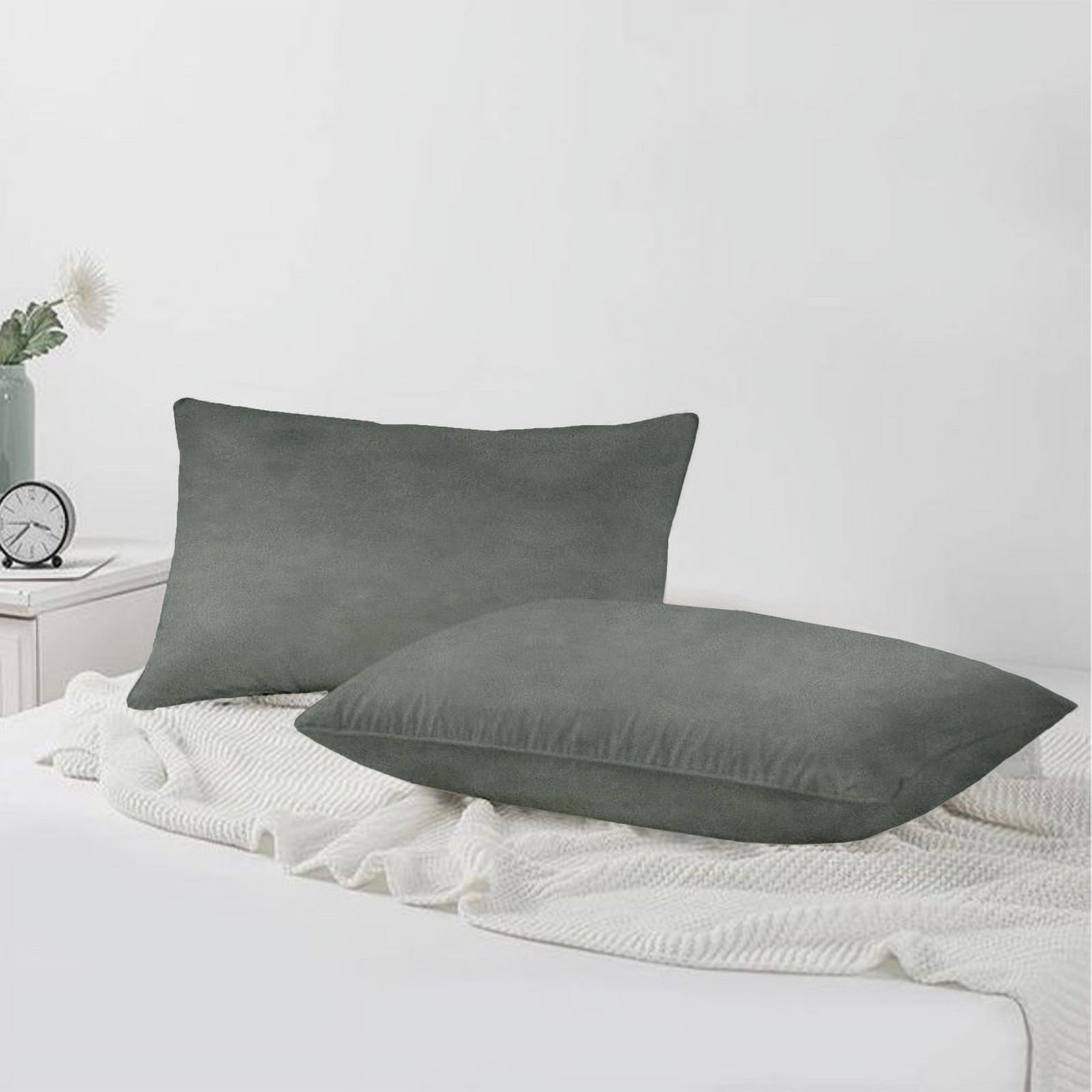 A1HC 12x20 Inch Rectangular Decorative Velvet Throw Pillow Covers, Set of 2, Dove Grey – Soft, Luxurious Cushion Covers for Sofa, Bed & Home Decor