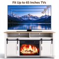 thumbnail image 6 of SESSLIFE 58" Fireplace TV Stand for TVs up to 65", Farmhouse Entertainment Center with Electric Fireplace, Sliding Barn Doors and Storage Cabinets, Washed White, 6 of 8