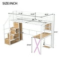 thumbnail image 2 of Harper & Bright Designs Twin Size Metal Loft Bed with Desk and Wardrobe, Heavy Duty Loft Bed Frame Storage Staircase and LED, White, 2 of 17