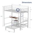 thumbnail image 6 of Ktaxon Twin over Twin Bunk Bed with Desk and Stoarge Drawers, Metal Loft Bed Frame, White, 6 of 10