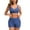 Blue, variant on Busydd Swimsuit for Women S-3XL 2 Piece High Waisted Bikini Set Trendy V Neck Pleated Bathing Suit Solid Color Swim Suits with Boyshorts