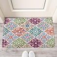 thumbnail image 2 of Retro Door Mat, 17 X 30 Inch Boho Colored Square Pattern (8) Welcome Doormat Decorative Home Floor Mat, Non Slip Rubber Back and Strong Water Absorption for Outdoor Indoor Entrance Decor, 2 of 6