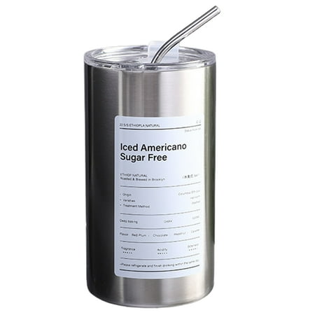 

600ml Ins Coffee Cup with Straw Double-layer Rust-proof Simple Fashion Ice American Coffee Mug Straw Cup for Office