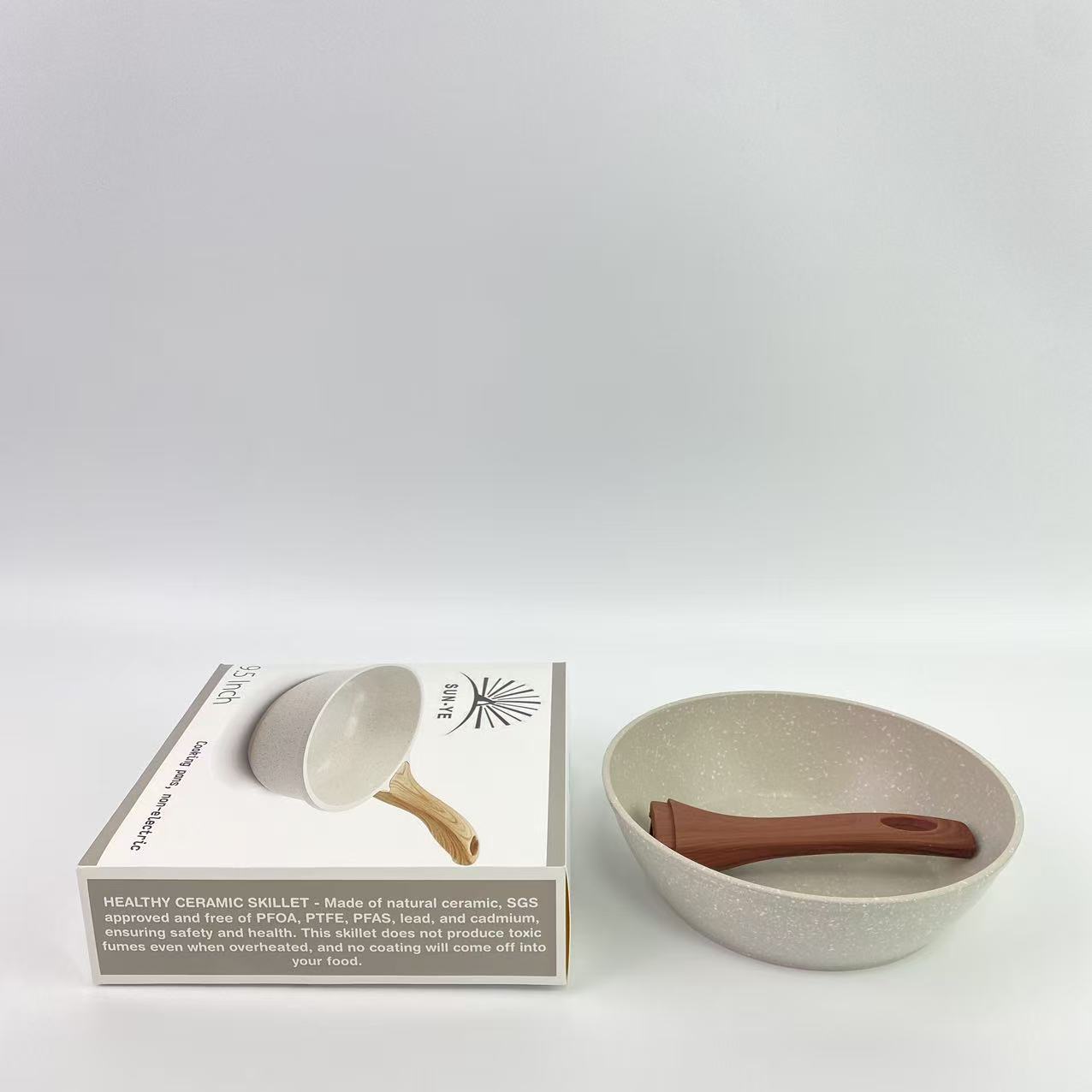 SUN-YE Skillets,Nonstick Ceramic Frying Pan Skillet, 8-Inch Omelet Pan, Healthy Non Toxic Chef Pan, Induction Compatible Egg Pan with Heat Resistant Handle, PFAS-Free, White