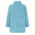 thumbnail image 5 of Mock Neck Sweaters Women Fuzzy Sherpa Fleece Tunic Tops Long Sleeve Plain Pullover Sweatshirt with Pockets (2XL, Light Blue), 5 of 5