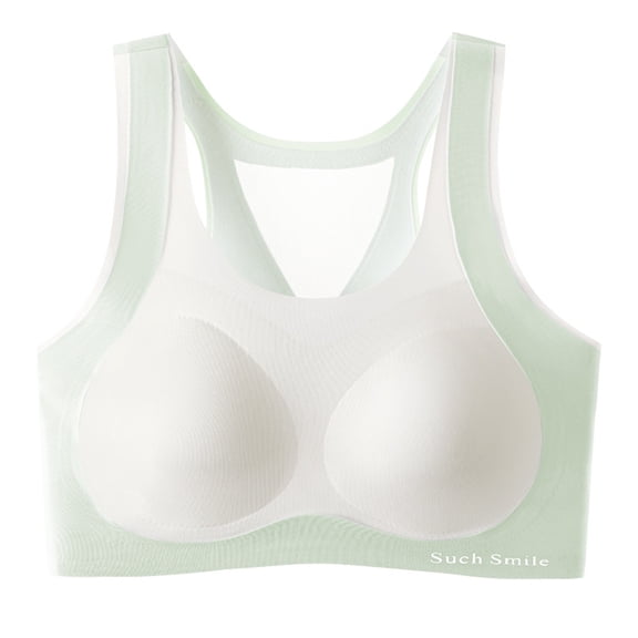 Babcutegg Kid Girls Bra Wireless Molded Padded Pull-on Design Seamless Juniors Training Bra Underwear for Girls Green Size 2XL
