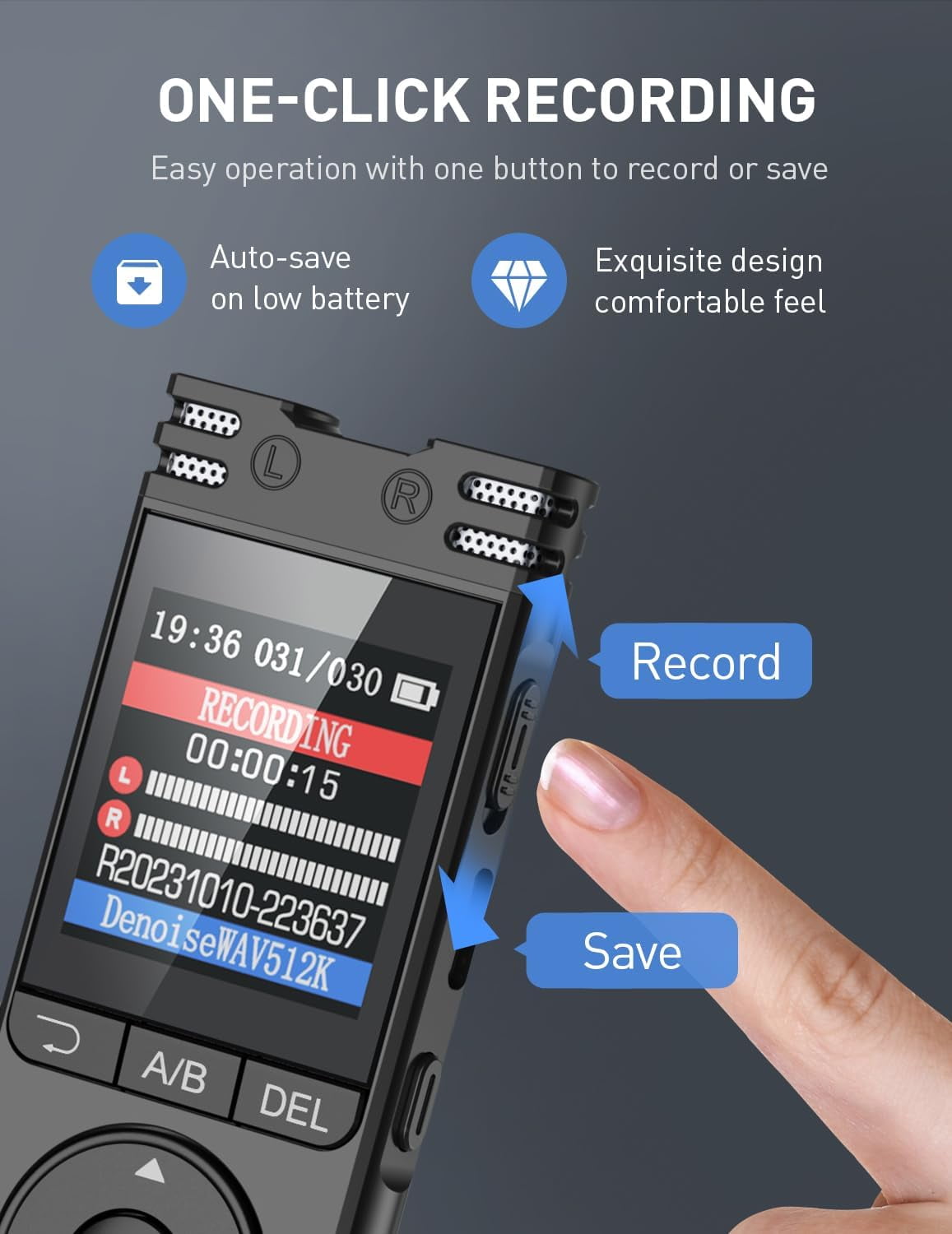 64GB Digital Voice Recorder with Playback Voice Activated Tape Recorder for Lectures Meetings, 1536Kbps Sound Audio Recorder Dictaphone Recording Device with Recording Monitoring, Line-in, Password