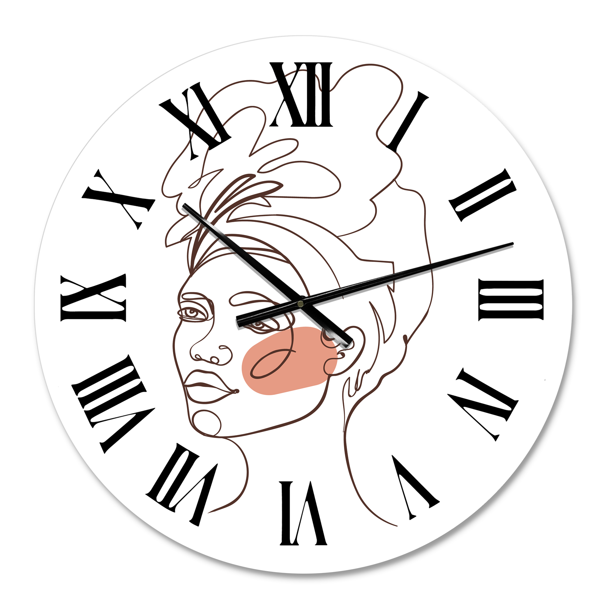 Designart 'One Line Portrait Of African American Woman Iii' Modern Wall Clock