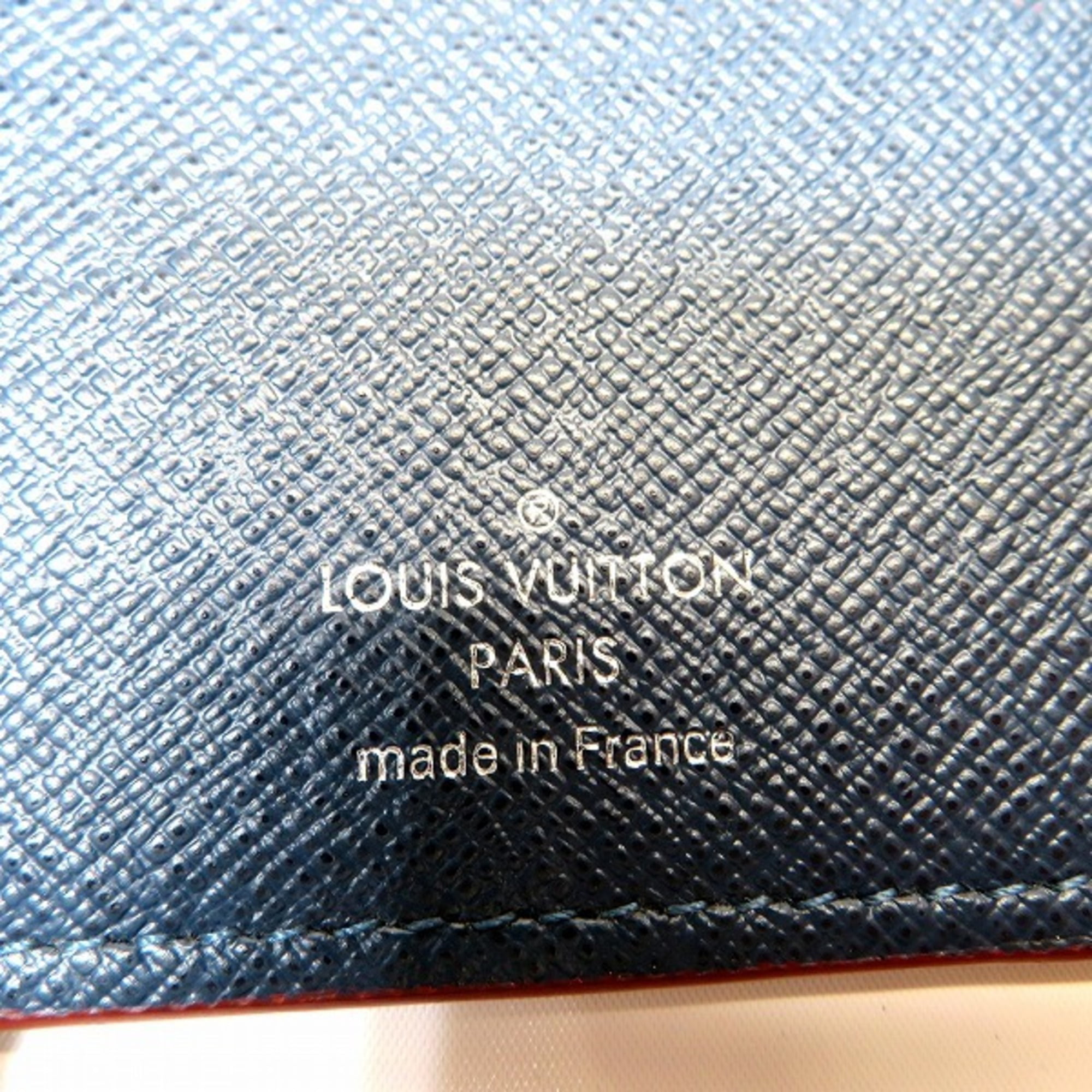 Authenticated Used Louis Vuitton LOUIS VUITTON Taiga Portefeuille Brazza  Noir M30502 Bifold long wallet 