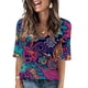 thumbnail image 1 of Fiudx Tops para Mujer Camiseta de Manga Corta con Cuello En V Estampada Informal a La Moda para Mujer, 1 of 4