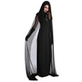 thumbnail image 3 of Sunloudy 2 Piezas Disfraz de Cosplay para Mujer, Capa de Mantel con Capucha de Color Sólido + Vestido Largo Delgado para Fiesta de Halloween, Juego de Rol, Negro Sunloudy moda, 3 of 7