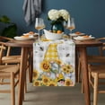 thumbnail image 2 of Gnomes Table Runner - 72 Inch Long, Kitchen Dining Table Runner Dresser Scarves, Vintage Yellow Sunflower Summer Bee Grey Plaid Farmhouse Decor for Coffee Tables Wedding Party Banquet, 2 of 8