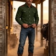 thumbnail image 6 of Men's Casual Splicing Corduroy Button Up Shirt Classic Fit Long Sleeve Fall Winter Top with Utility Pockets, 6 of 8
