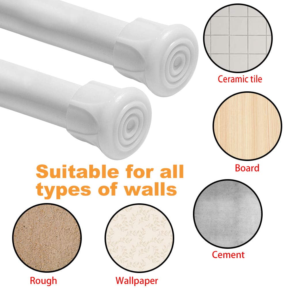 DIY.STORE 8 Pcs Spring Tension Curtain Rods, Adjustable Expandable Spring Loaded Tension Rods For Window, Bathroom, Cupboard,Kitchen(28"-48"; White)