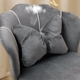 thumbnail image 3 of XINMICS Velvet Vanity Chair with Cushion, Swivel Home Office Desk Chair, Gray, 3 of 7