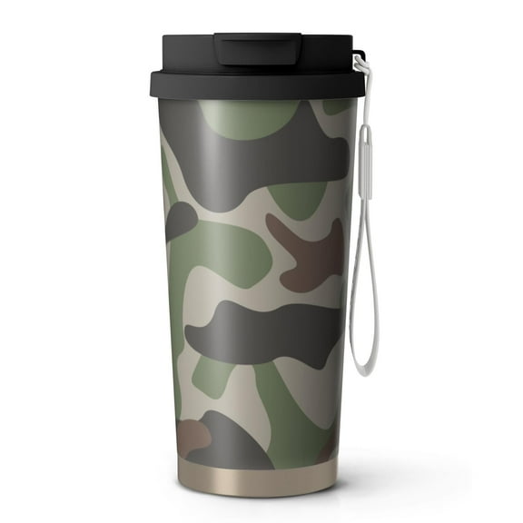 Camouflage 18oz Double Drinking Coffee Mug – Vacuum Insulated Stainless Steel Travel Cup with Leakproof Lid, 316 Steel Thermos Tumbler for Hot & Cold Beverages