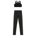thumbnail image 4 of Hansber Kids Girls 2PCS Gymnastic Yoga Workout Outfit Sleeveless Criss Cross Crop Top with Legging A Black 6, 4 of 5