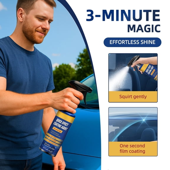 2026 Upgrade Car Coating Spray, Advanced Car Quick-Acting Coating Agent Spray,Quick Effect Ceramic Wax Polish, All-in-One Waterless Wash & Scratch Repair Spray, Removes Oil Film for Car