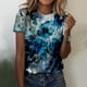 thumbnail image 2 of Gibobby Camiseta de manga corta para mujer Camiseta con estampado de y flores de manga corta con cuello redondo y moda informal de verano para mujer(Azul,M), 2 of 4