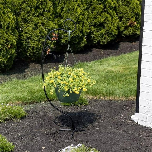 Panacea Products 84672 40 in. Monarch Butterflies Yard Stake Basket Hanger - Green - Case of 8