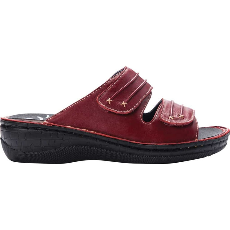 Women s Propet June Slide Red Full Grain Leather 12 D Walmart