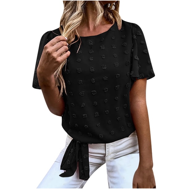 Camiseta de manga corta con cuello redondo para mujer Fridja zx624