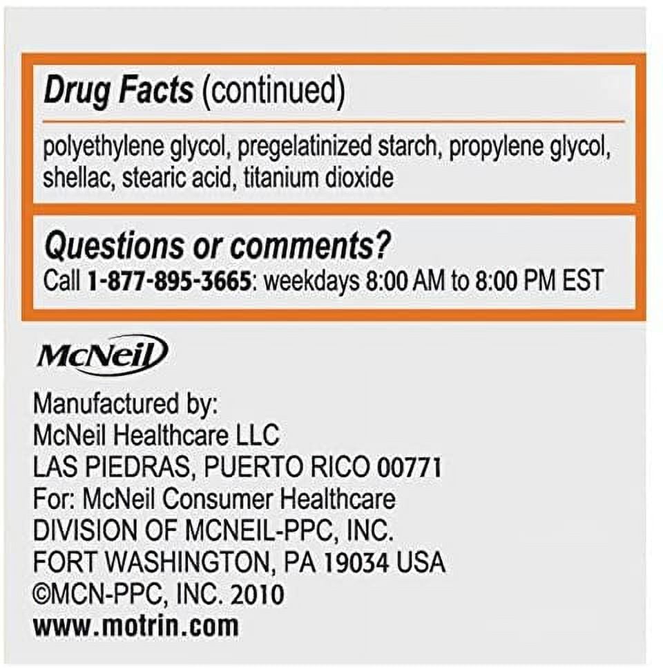 Motrin Ib Ibuprofen 200Mg Pain Reliever And Fever Reducer Caplets - 100 Ea, 2 Pack
