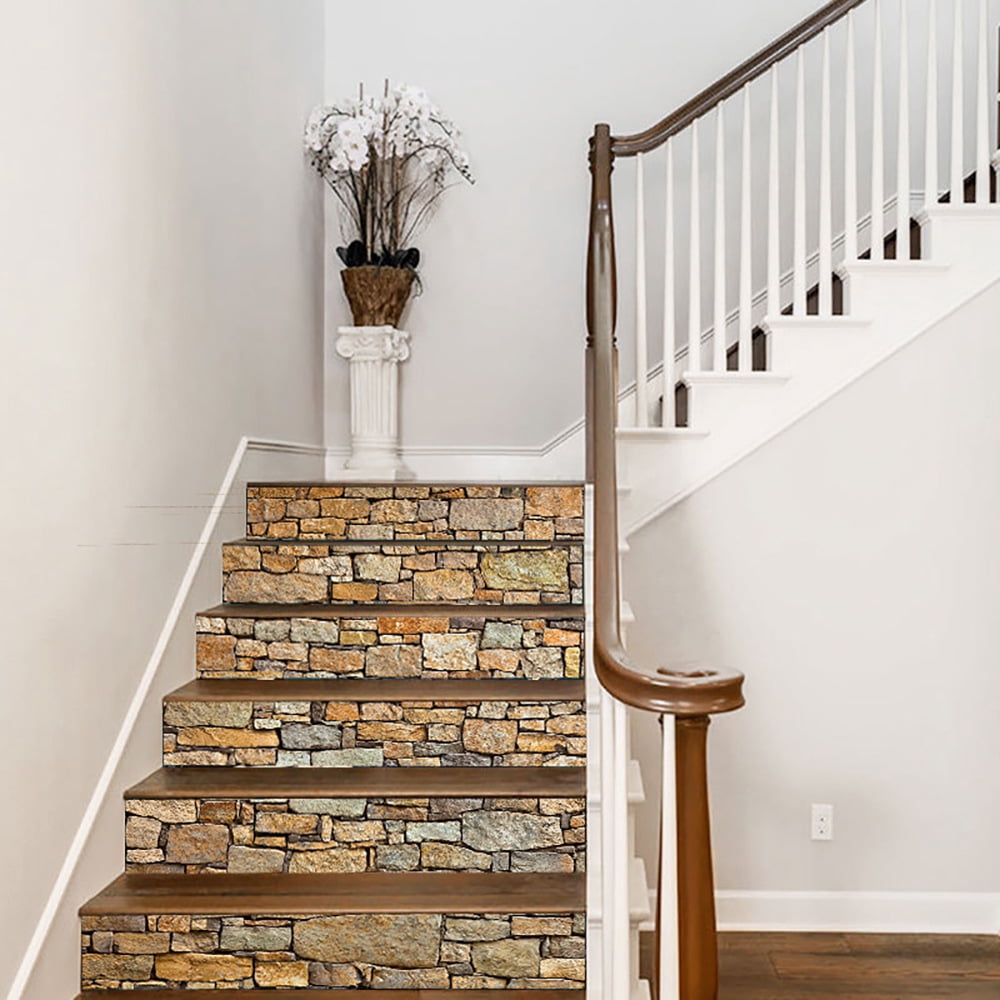 Stone Pattern Stairs Sticker, Peel and Stick Staircase Decals Self Adhesive Vinyl Stair Decals Wall Sticker for House Stairs Decoration