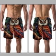 thumbnail image 3 of luoweisi Men's Beach Shorts Quick Dry Swim Trunks with Mesh Lining Cartoon Owl XL, 3 of 5